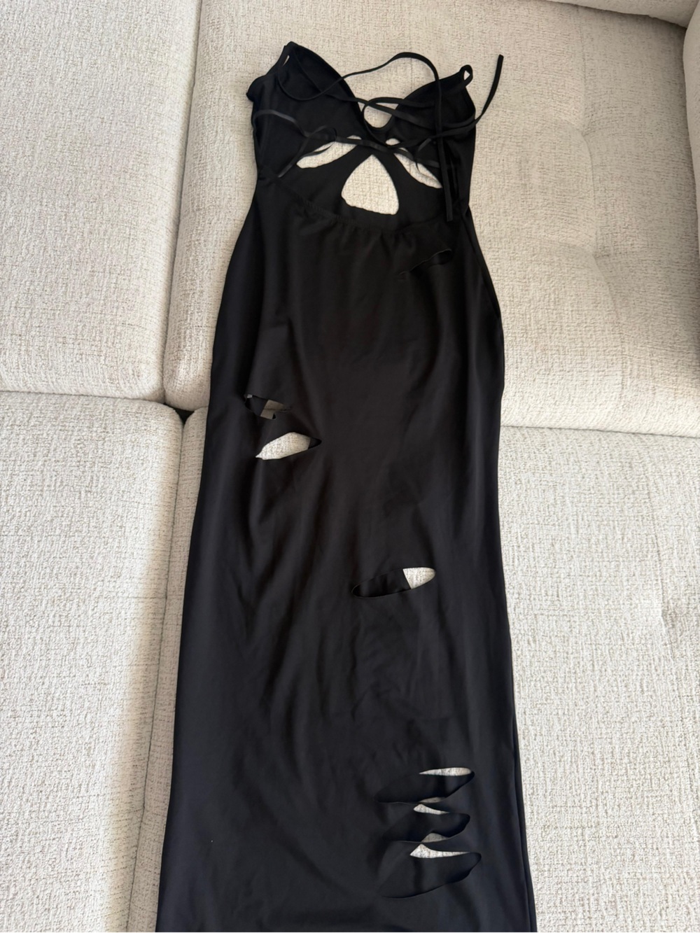 Black Distressed Midi Dress - Sleek Everyday Style